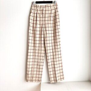 Wilfred Wide Leg Plaid Zip Pants Size 8 Polyester Wool Blend Pockets